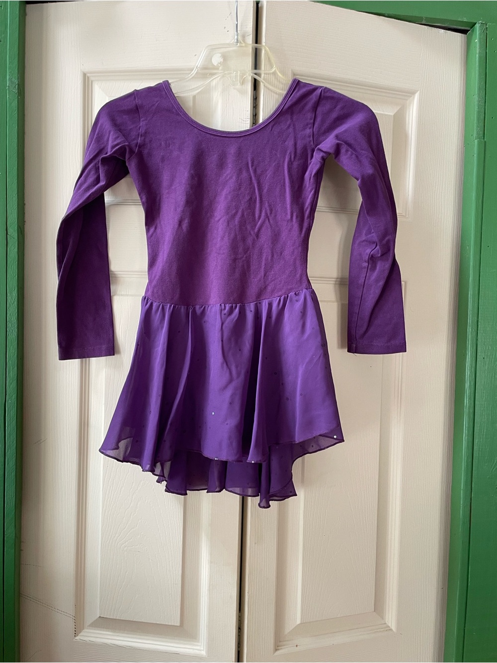 Purple Girls' Dance Costume Leotard with Skirt